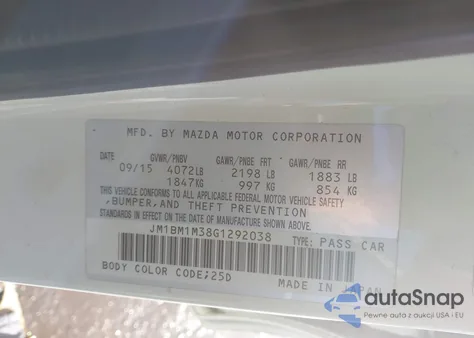 2016 Mazda Mazda3 S Touring из США, поврежденный, VIN JM1BM1M38G1292038